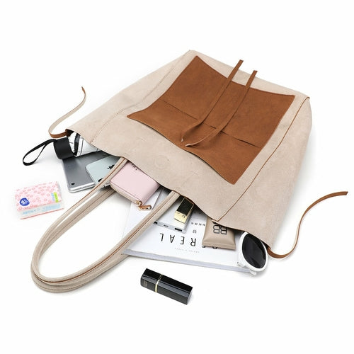 Contrast Color Large Capacity Shoulder Bag For Women